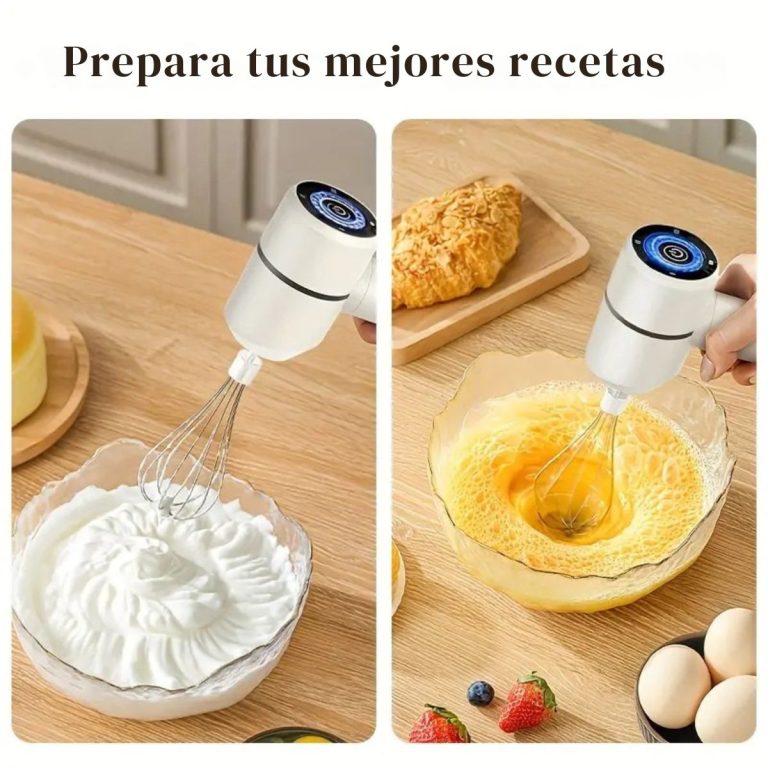 Batidora Eléctrica de Mano Inalámbrica – 3 Accesorios Intercambiables