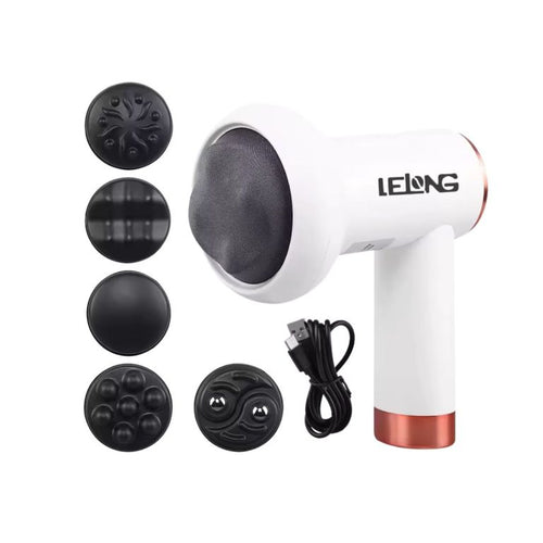 Electric handheld massager with 5 interchangeable massage heads and USB charging cable