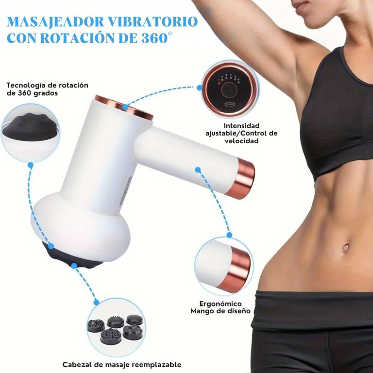 Masajeador Eléctrico de Mano – 5 Cabezales Intercambiables